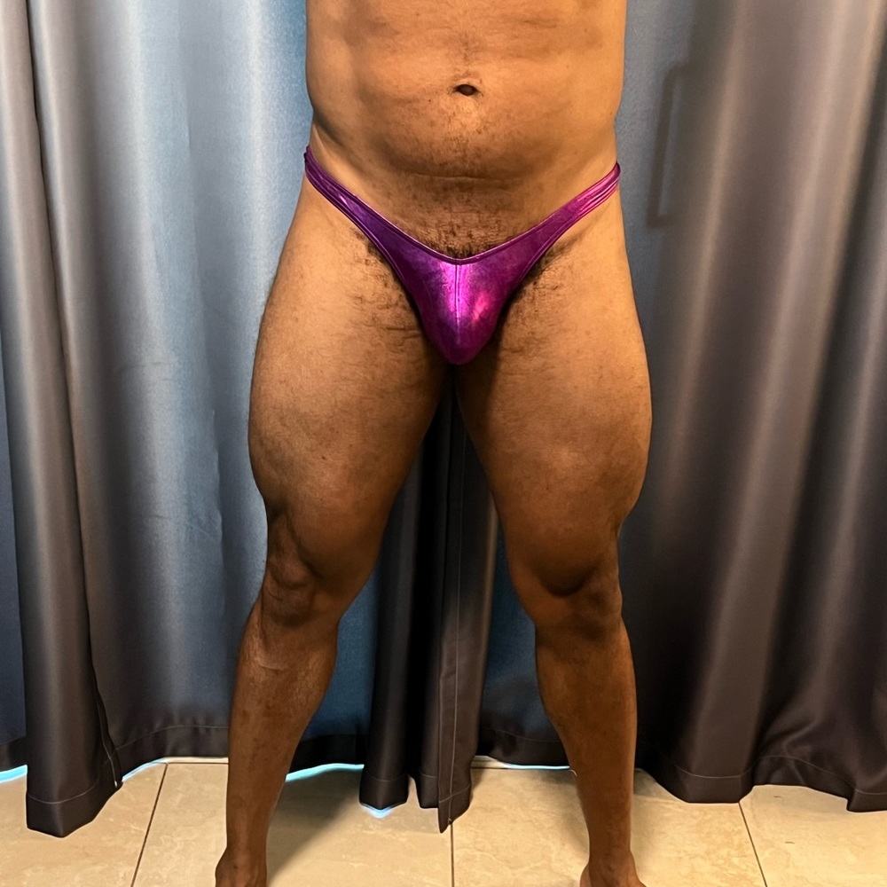 Mens Metallic Purple Thong Underwear super shiny and sexy